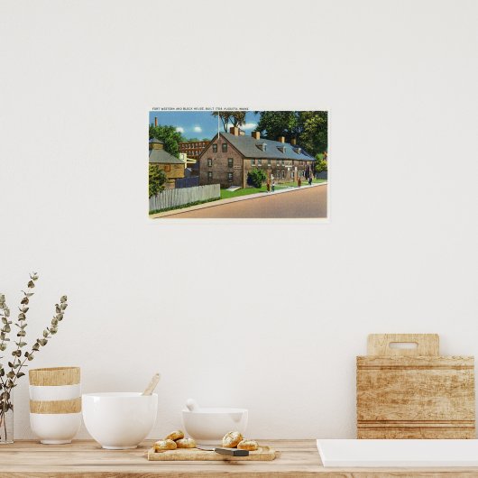 Buiten Uitzicht van Ft. Westerne en blokhuizen # Poster (Keuken)