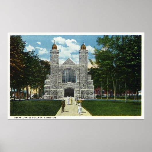 Buiten Uitzicht van het Bates College Chapel Poster (Voorkant)