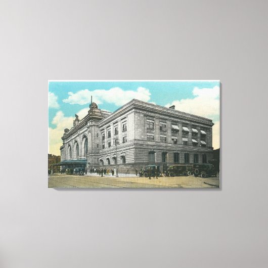 Buiten Uitzicht van het centrale spoorwegstation v Canvas Afdruk (Voorkant)