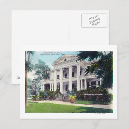 Buiten Uitzicht van het Commandant House, Navy Yar Briefkaart (Voorkant / Achterkant)