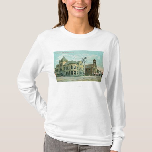 Buiten Uitzicht van het Court HouseSanta Cruz, CA T-shirt (Voorkant)