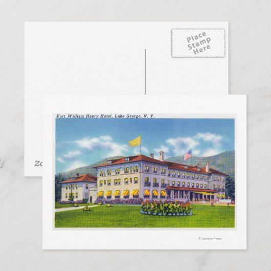 Buiten Uitzicht van het Fort William Henry Hotel Briefkaart (Voorkant / Achterkant)