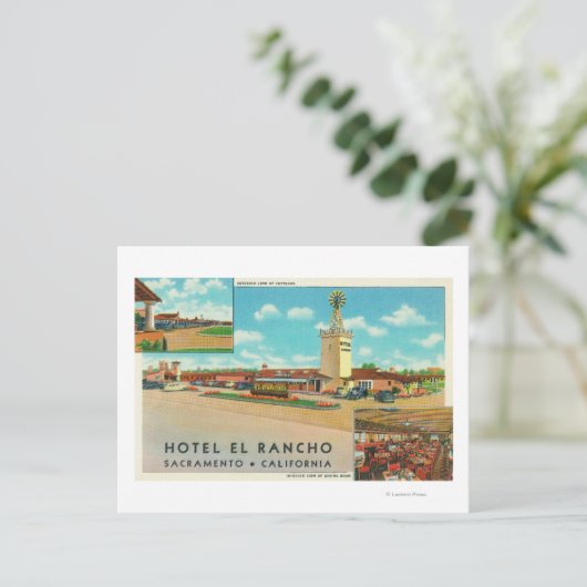 Buiten Uitzicht van het Hotel el Rancho Briefkaart (Staand voorkant)