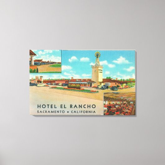 Buiten Uitzicht van het Hotel el Rancho Canvas Afdruk (Voorkant)