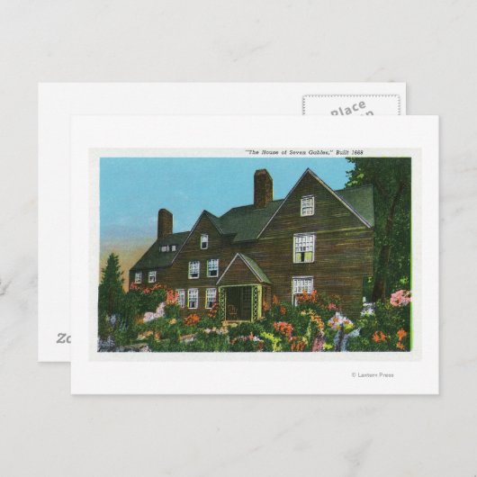 Buiten Uitzicht van het House of Seven Gables Briefkaart (Voorkant / Achterkant)
