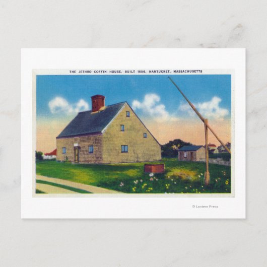 Buiten Uitzicht van het Jethro Coffin House Briefkaart (Voorkant)