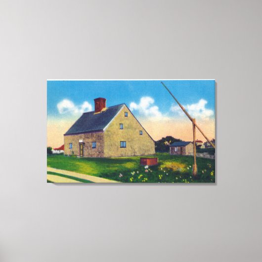 Buiten Uitzicht van het Jethro Coffin House Canvas Afdruk (Voorkant)
