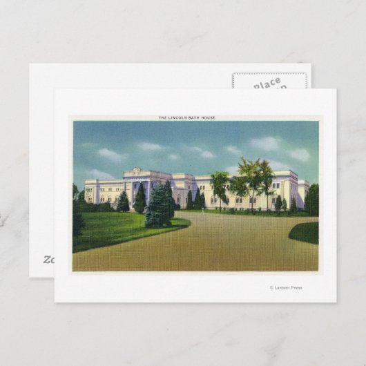 Buiten Uitzicht van het Lincoln Bath House Briefkaart (Voorkant / Achterkant)