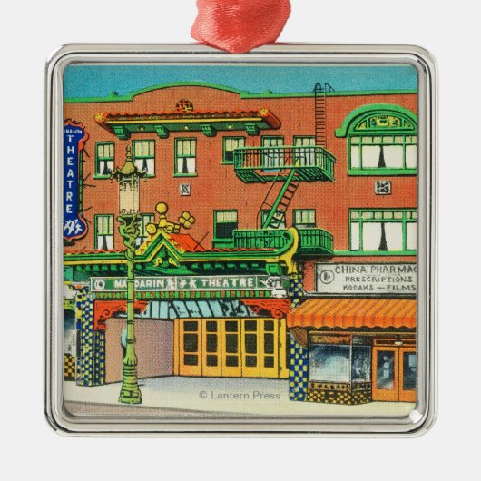 Buiten Uitzicht van het Mandarijnentheater Metalen Ornament (Voorkant)