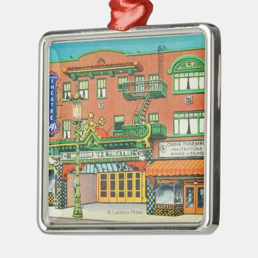 Buiten Uitzicht van het Mandarijnentheater Metalen Ornament (Links)