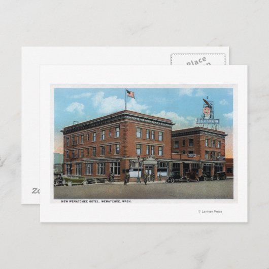 Buiten Uitzicht van het New Wenatchee Hotel Briefkaart (Voorkant / Achterkant)
