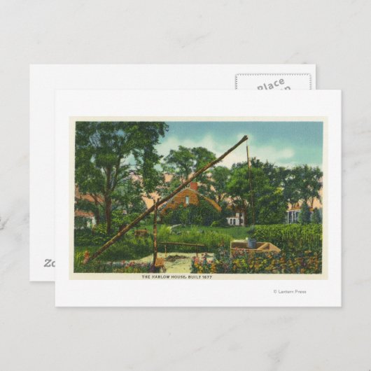 Buiten Uitzicht van het oude Harlow House # 2 Briefkaart (Voorkant / Achterkant)