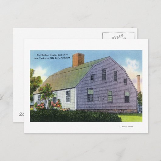 Buiten Uitzicht van het Oude Harlow House Briefkaart (Voorkant / Achterkant)