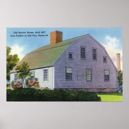 Buiten Uitzicht van het Oude Harlow House Poster (Voorkant)