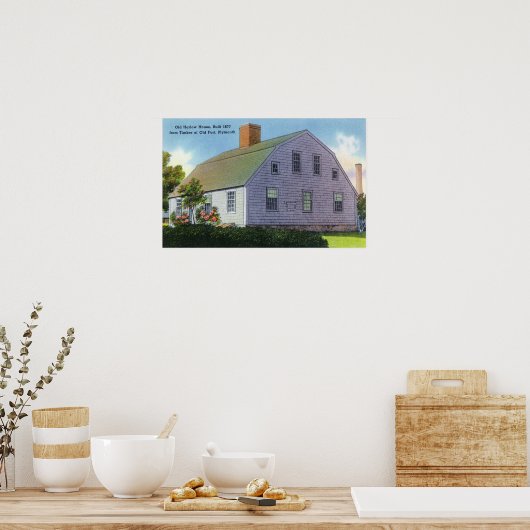 Buiten Uitzicht van het Oude Harlow House Poster (Keuken)