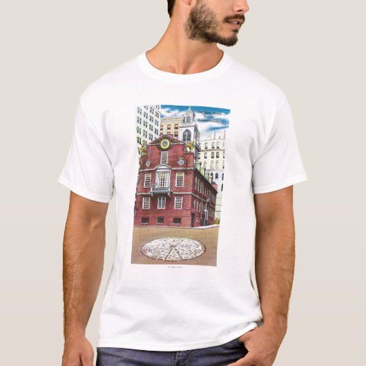 Buiten Uitzicht van het Oude Huis van de Staat T-shirt (Voorkant)