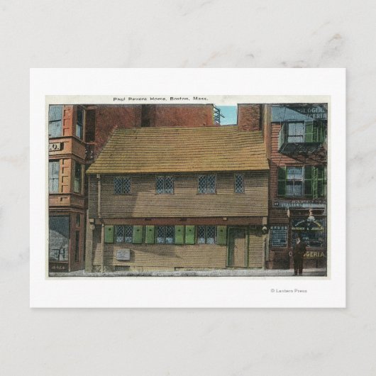 Buiten Uitzicht van het Paul Revere House # 3 Briefkaart (Voorkant)