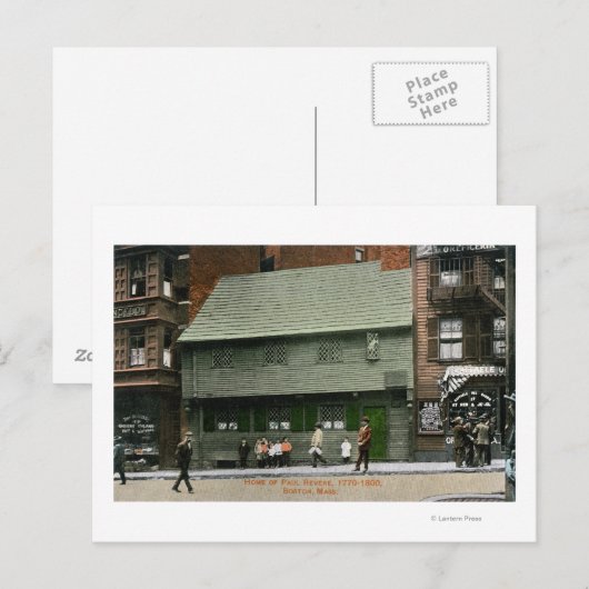 Buiten Uitzicht van het Paul Revere House # 4 Briefkaart (Voorkant / Achterkant)