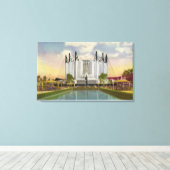 Buiten Uitzicht van het reisgebouw Canvas Afdruk (Insitu (Houten vloer))