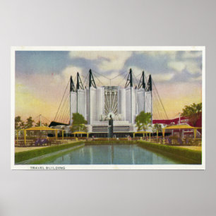 Buiten Uitzicht van het reisgebouw Poster