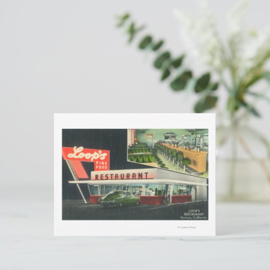 Buiten Uitzicht van het restaurant van Loop Ventur Briefkaart (Staand voorkant)