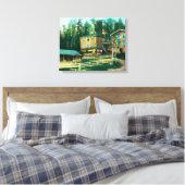 Buiten Uitzicht van het schoolhuis en het postkant Canvas Afdruk (Insitu (Slaapkamer))