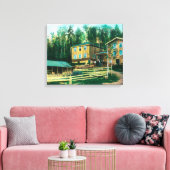 Buiten Uitzicht van het schoolhuis en het postkant Canvas Afdruk (Insitu (Woonkamer))