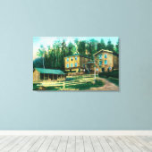 Buiten Uitzicht van het schoolhuis en het postkant Canvas Afdruk (Insitu (Houten vloer))