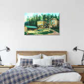 Buiten Uitzicht van het schoolhuis en het postkant Canvas Afdruk (Insitu (Slaapkamer))