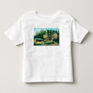 Buiten Uitzicht van het schoolhuis en het postkant Kinder Shirts