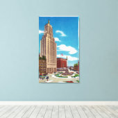 Buiten Uitzicht van het spoorweggebouw Canvas Afdruk (Insitu (Houten vloer))