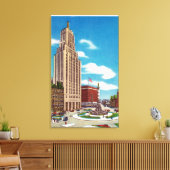 Buiten Uitzicht van het spoorweggebouw Canvas Afdruk (Insitu (Woonkamer))