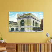 Buiten Uitzicht van het spoorwegstation Canvas Afdruk (Insitu (Woonkamer))