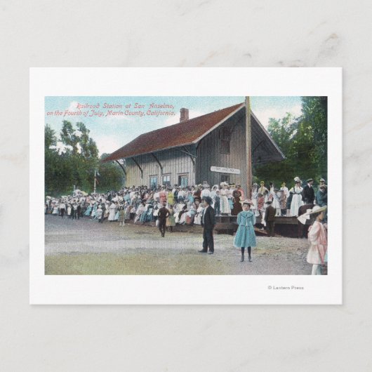 Buiten Uitzicht van het spoorwegstation op de vier Briefkaart (Voorkant)