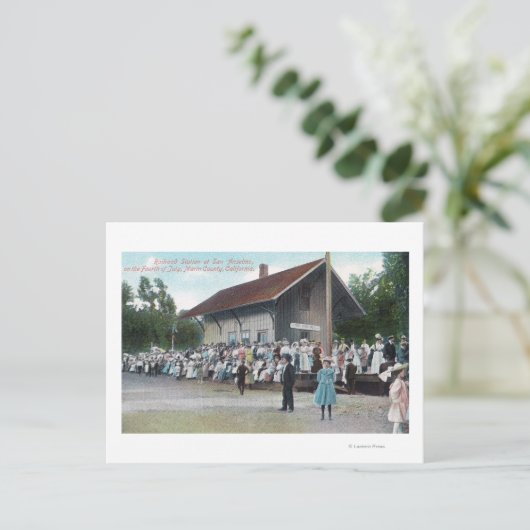 Buiten Uitzicht van het spoorwegstation op de vier Briefkaart (Staand voorkant)