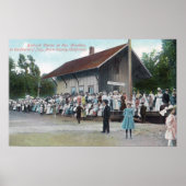 Buiten Uitzicht van het spoorwegstation op de vier Poster (Voorkant)