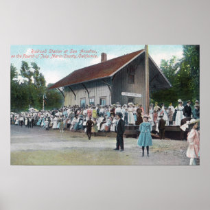 Buiten Uitzicht van het spoorwegstation op de vier Poster