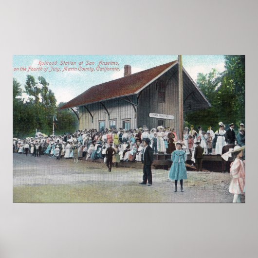 Buiten Uitzicht van het spoorwegstation op de vier Poster (Voorkant)