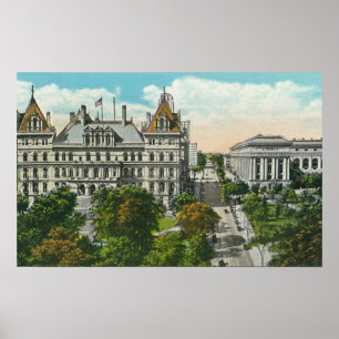 Buiten Uitzicht van het staatskapitaal en het onde Poster