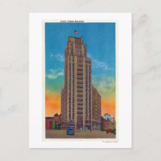 Buiten Uitzicht van het staatstowergebouw Briefkaart (Voorkant)