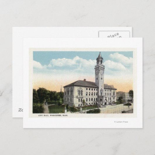 Buiten Uitzicht van het stadhuis Briefkaart (Voorkant / Achterkant)