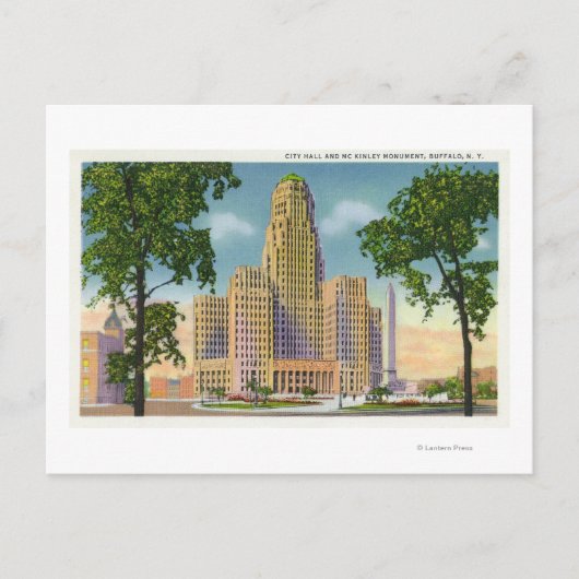 Buiten Uitzicht van het stadhuis en de McKinley Briefkaart (Voorkant)