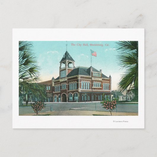 Buiten Uitzicht van het stadhuis Healdsburg, CA Briefkaart (Voorkant)