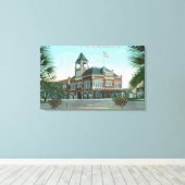 Buiten Uitzicht van het stadhuis Healdsburg, CA Canvas Afdruk (Insitu (Houten vloer))