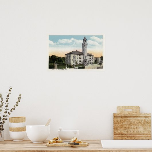 Buiten Uitzicht van het stadhuis Poster (Keuken)