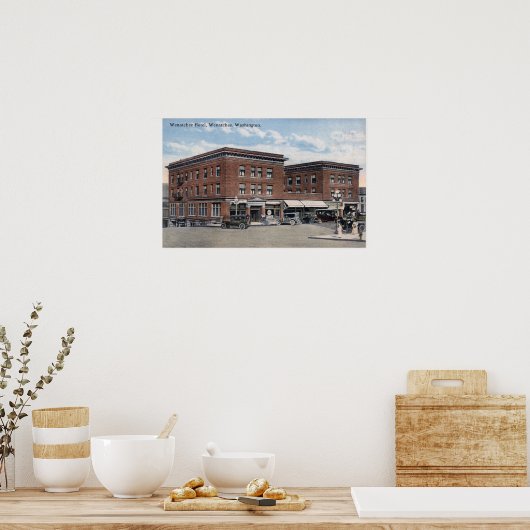 Buiten Uitzicht van het Wenatchee Hotel Poster (Keuken)