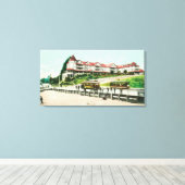 Buiten Uitzicht van het Zee-strand-hotel Canvas Afdruk (Insitu (Houten vloer))