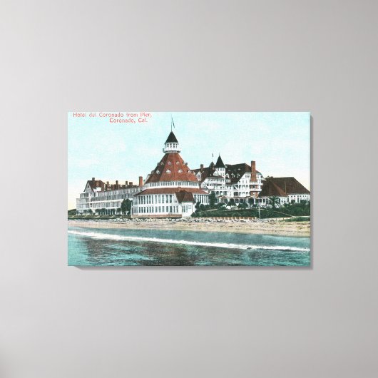 Buiten Uitzicht van Hotel del Coronado van Pier Canvas Afdruk (Voorkant)