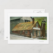 Buiten Uitzicht van Log Cabin Soda Works, Church o Briefkaart (Voorkant / Achterkant)