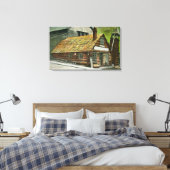 Buiten Uitzicht van Log Cabin Soda Works, Church o Canvas Afdruk (Insitu (Slaapkamer))